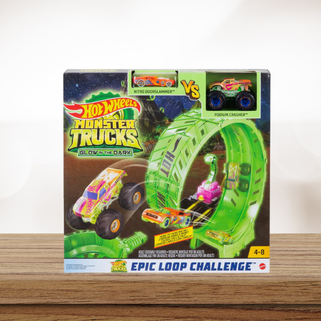 Hot Wheels Monster Truck Epic Loop Challenge Glow In The Dark Playset