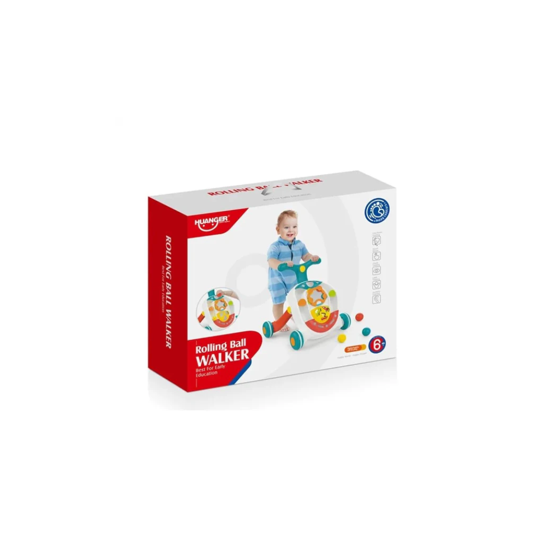 Huanger Rolling Ball Baby Walker with Light/Music and Throwing Hole, Matching Blocks