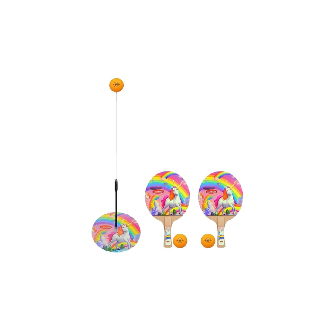 Simarr Unicorn Ping-Pong Table Tennis Trainer Set for Kids