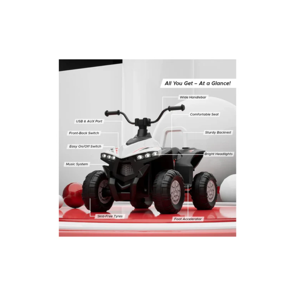 Formula Fun TurboTrek Battery Operated ATV Quad-Bike White
