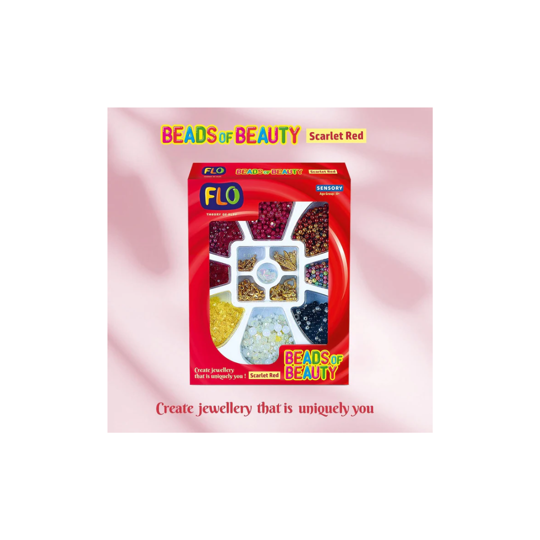 FLO Toys Beads Of Beauty: Scarlet Red Diy Fashion Kit For Kids Ages 8+
