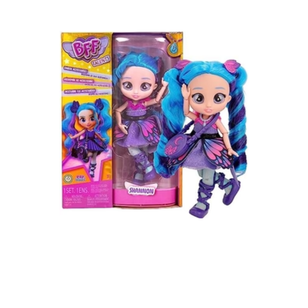 BFF BY CRY BABIES Shannon Collectible Fashion Doll with long Hair, fabric clothes and 9 accessories
