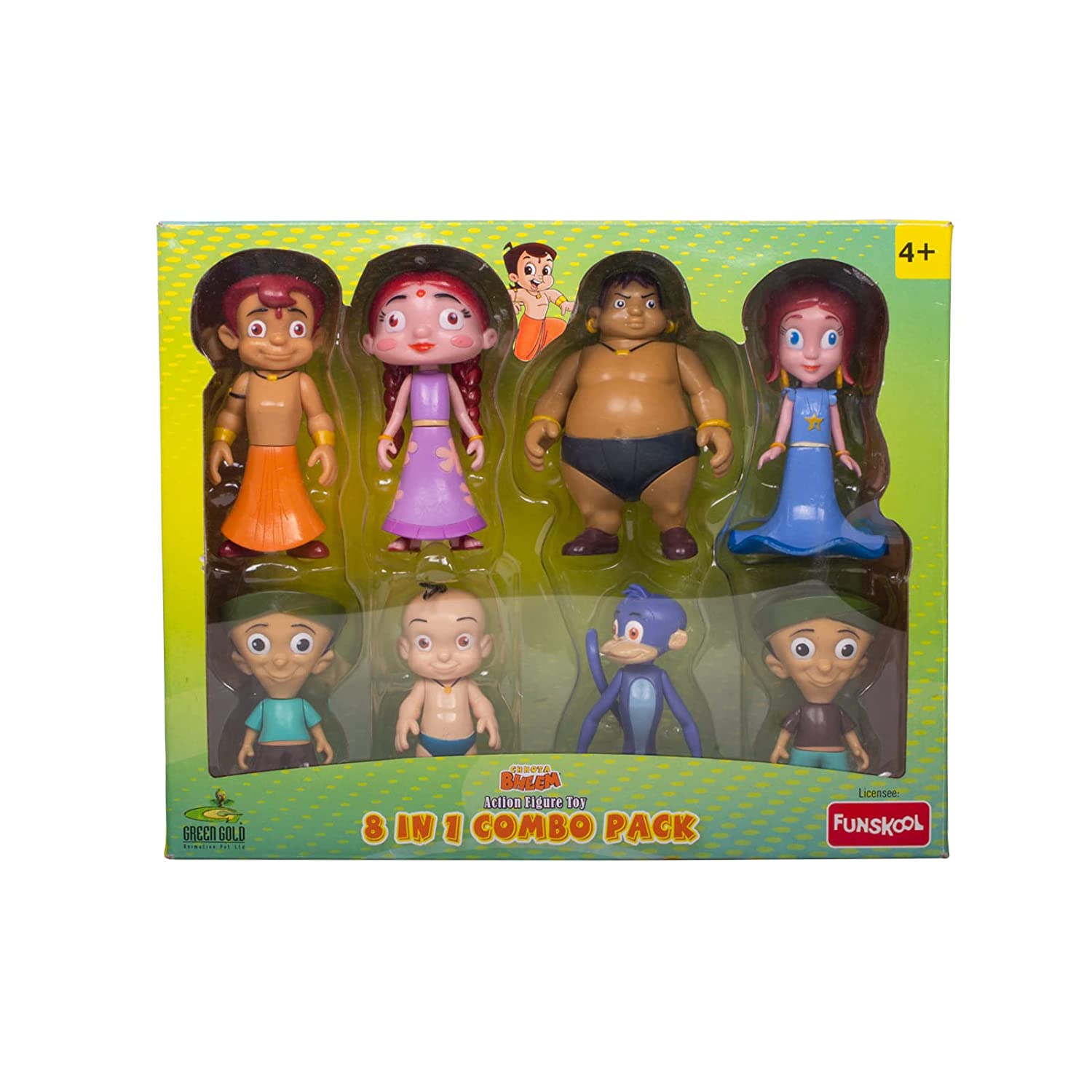 Funskool Chhota Bheem and Friends with Articulation 8IN1 4 Inch Action Figure Pack
