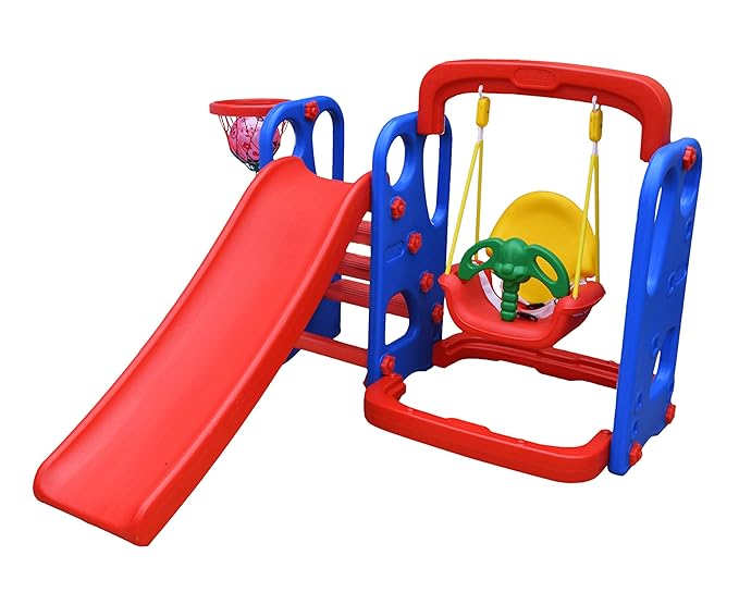 Playgro Senior Slide and Swing Combo with 4 Inches Baby Soft Toy Ball -162 x 162 x 110 cm (Multicolour)