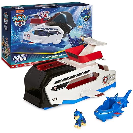 Winmagic Paw Patrol Aqua Pups Whale Patroller Team Vehicle With Chase Action Figure, Toy