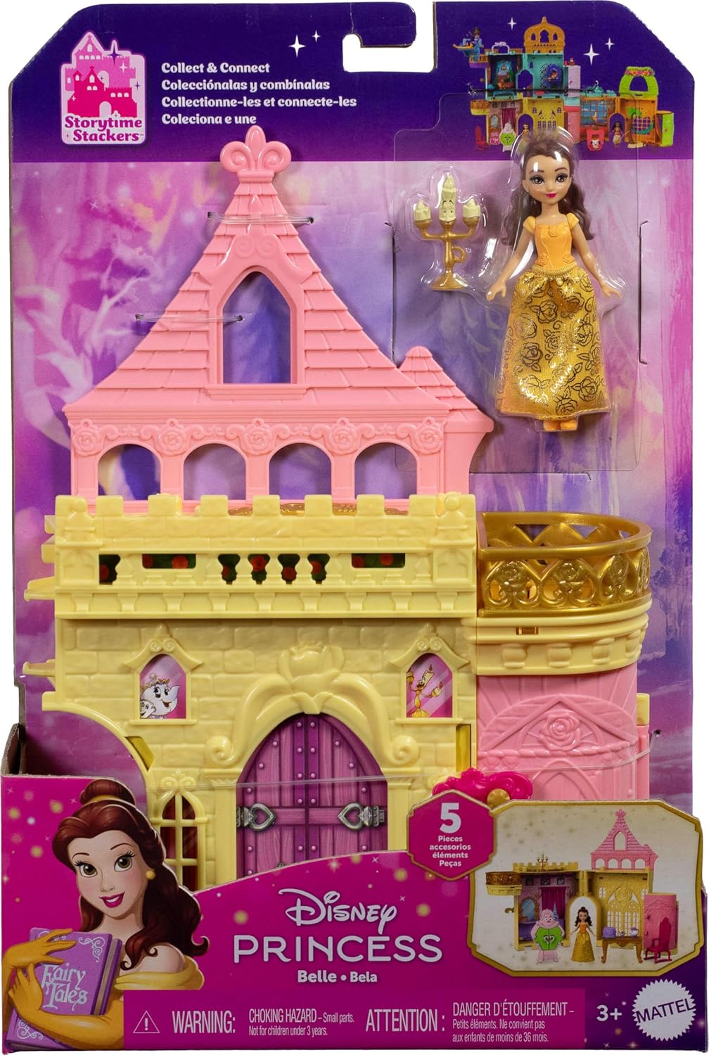 Mattel Disney Princess Belle's Stacking Castle with Small Doll & Acessories
