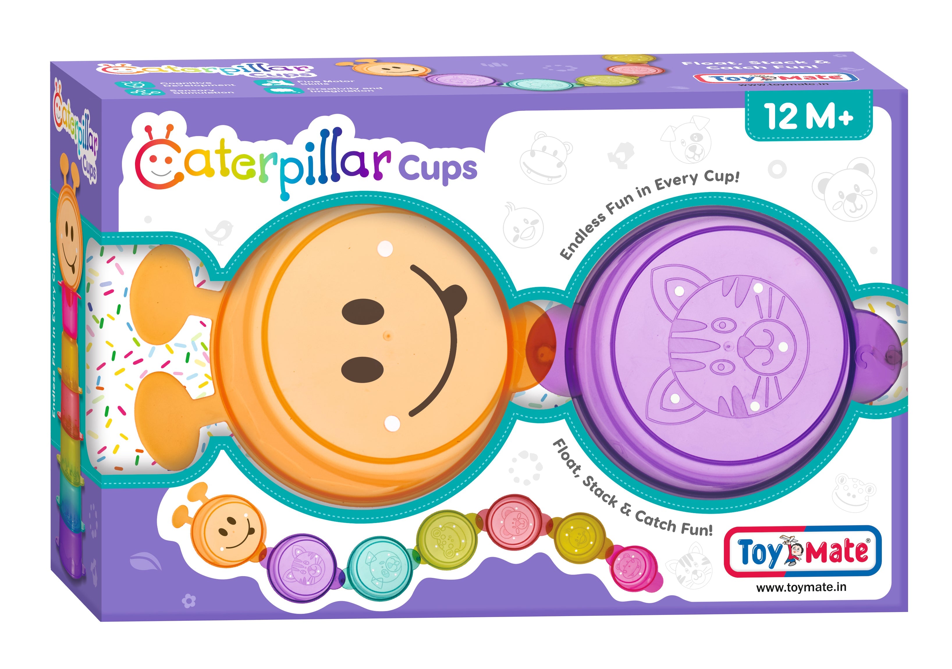 Toymate Caterpillar Cups – Stack, Float & Catch Fun