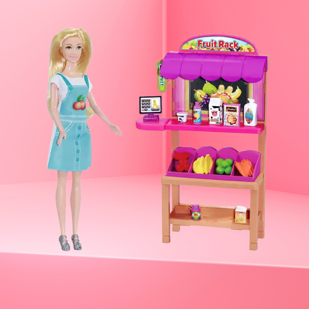 Rainbow Toys 11.5 Inch Beauty Doll Kitchen and Grocery Shopping Playset