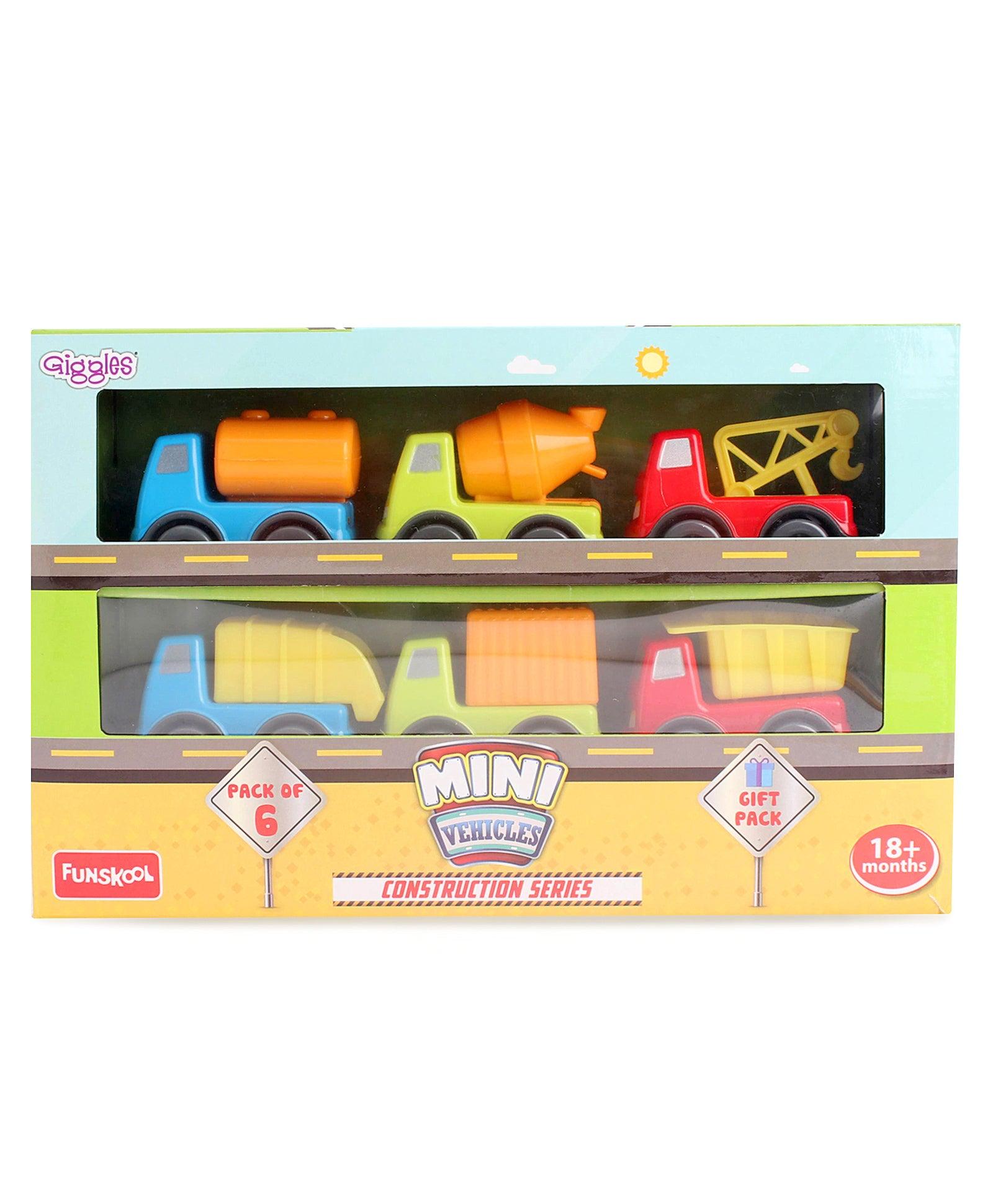 Funskool Giggles Mini Vehicle Construction Series Gift Pack of 6 for Ages 2+