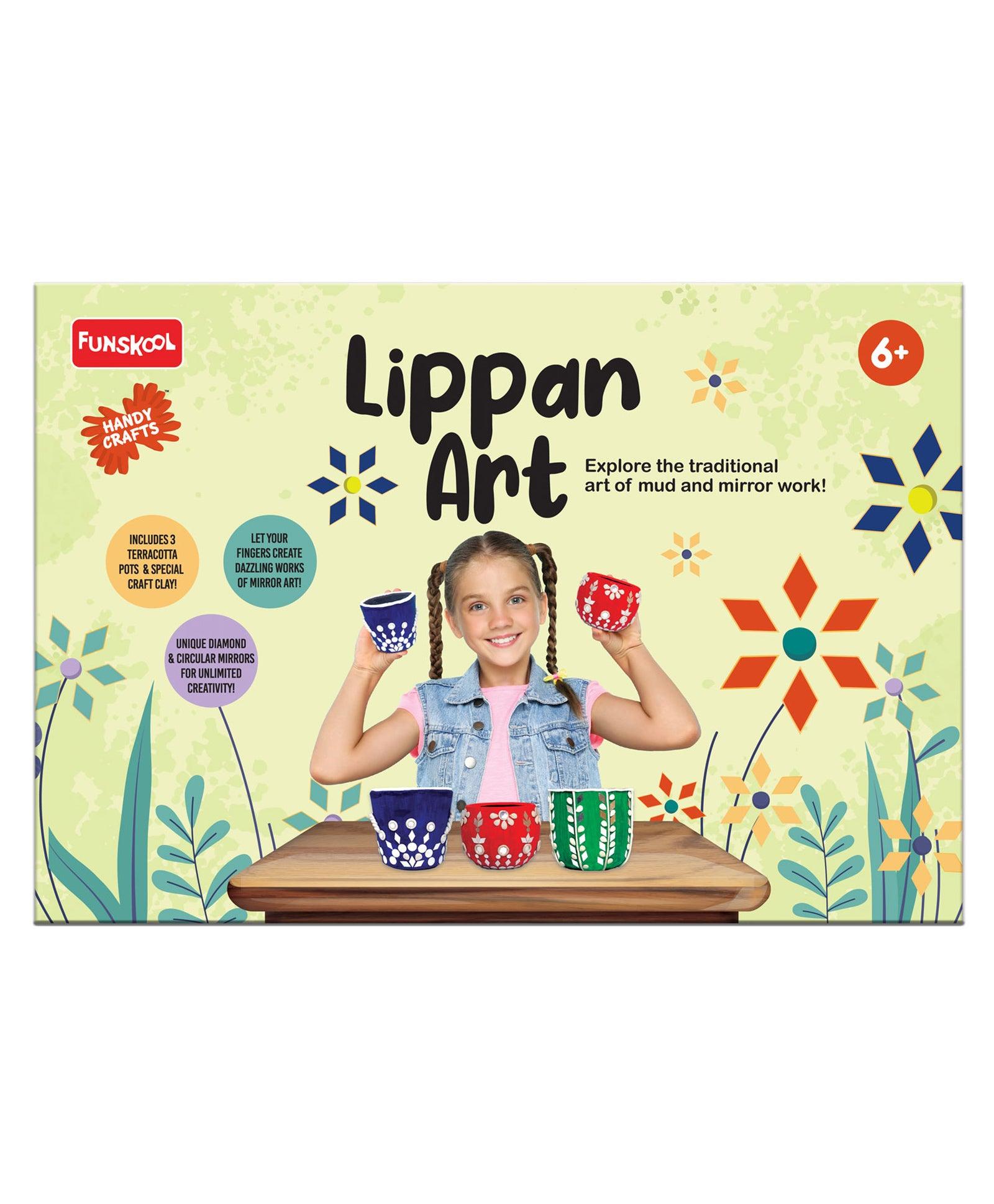 Funskool Handycrafts Mirror and Lippan Art Pot Decorating kit for Ages 6+
