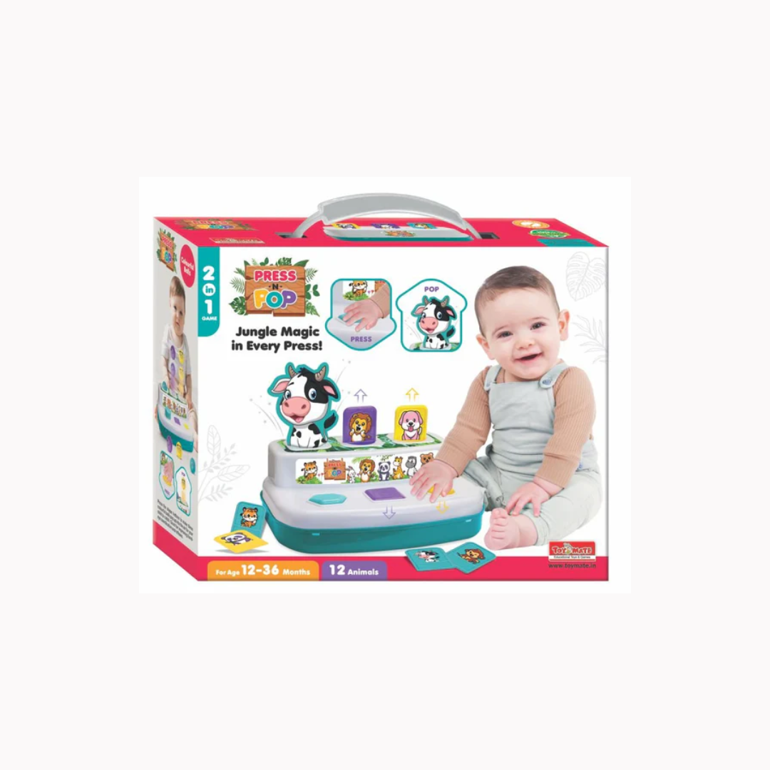 Toymate Press and Pop - A 2 in 1 animals and 3 colourful balls pop up learning educational toy