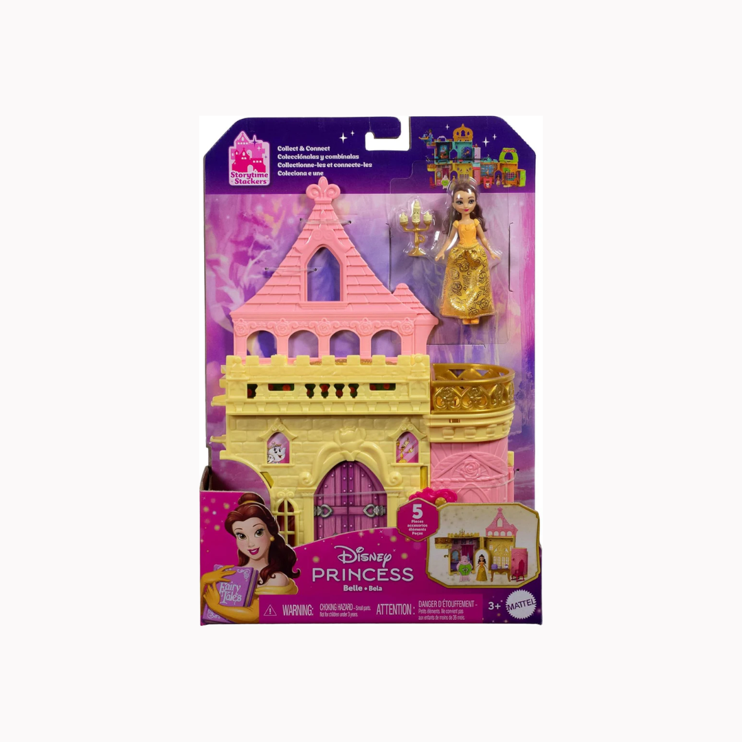 Mattel Disney Princess Belle's Stacking Castle with Small Doll & Acessories