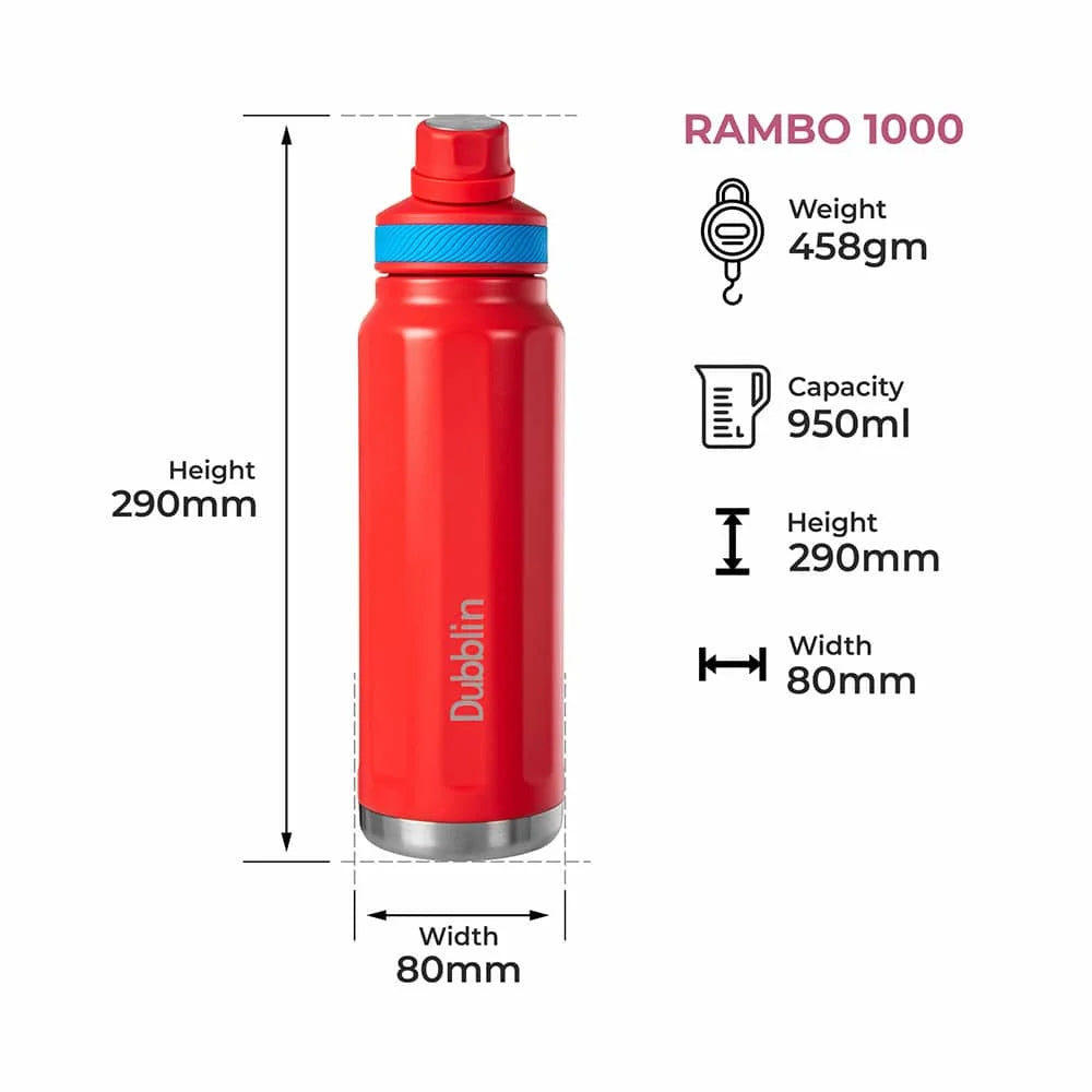 Dubblin Stainless Steel Vacuum Bottle Rambo 1000ml Multicolor