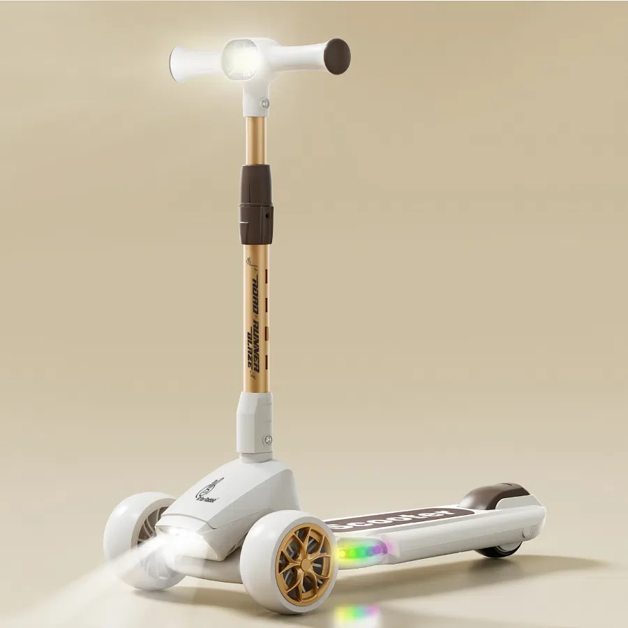 R for Rabbit Road Runner Blaze Scooter For Kids With PU LED Wheels Cream Gold