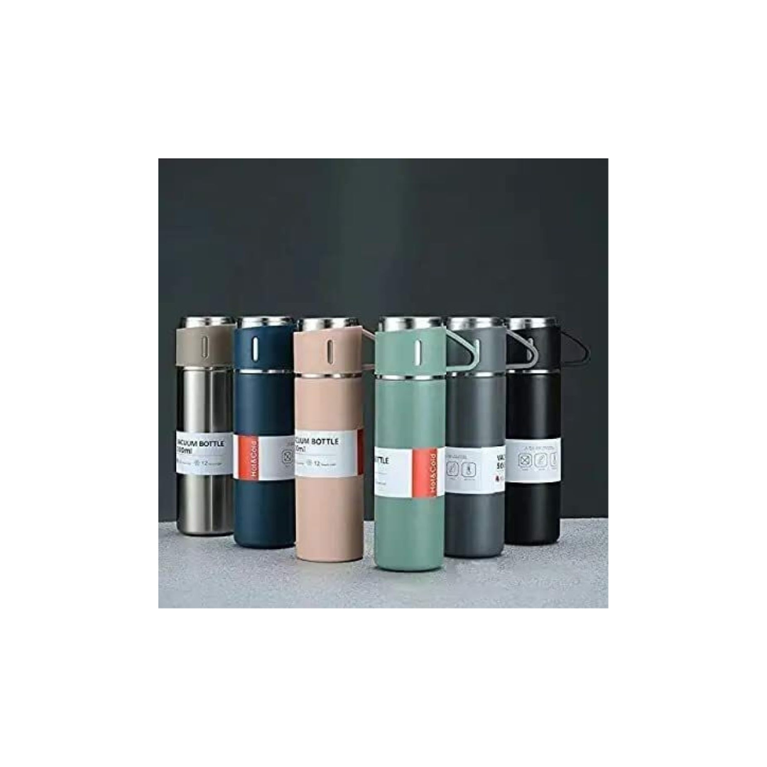 Rainbow Toys Stainless Steel Vacuum Flask & Cup Set 3 Steel Cups with Flask Combo Gift Set