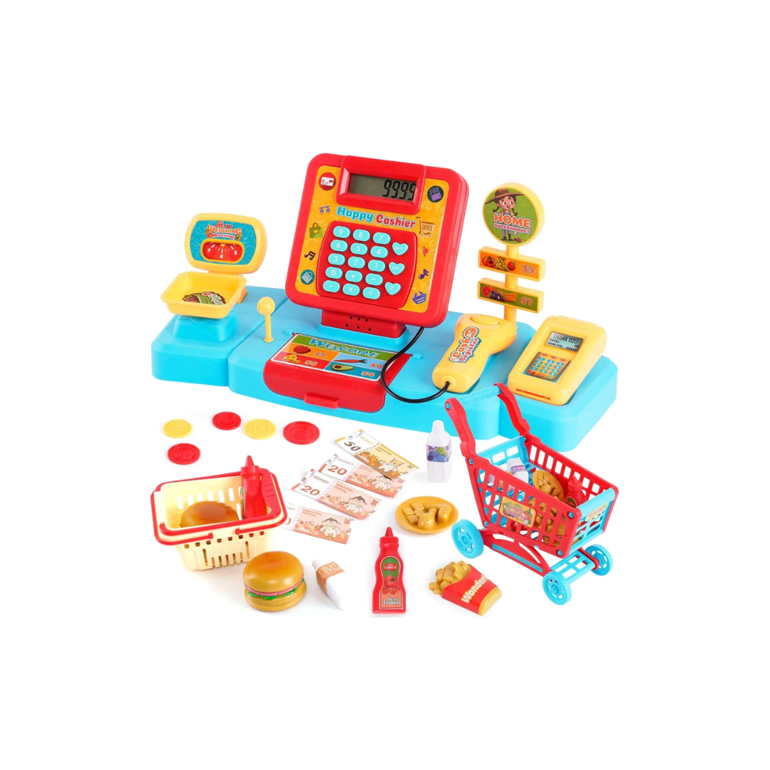 Rainbow Toys Electronic Cash Register Toys with Shopping Cart Scanner Supermarket
