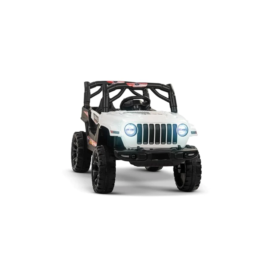 Rainbow Toys Battery Operated Jeep Rideon White Black Color