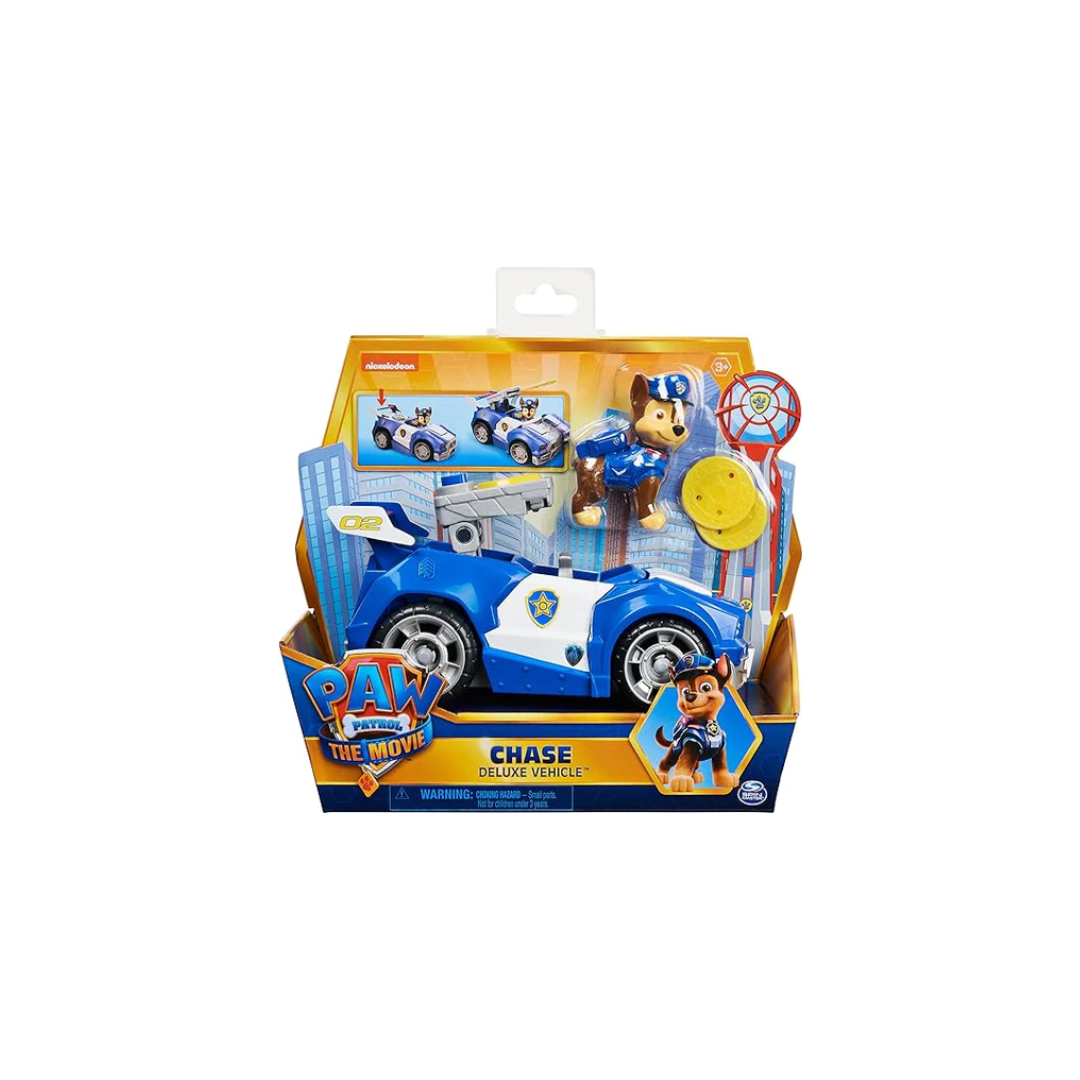 Win Magic Paw Patrol, Chase Deluxe Movie Transforming Toy Car with Collectible Action Figure