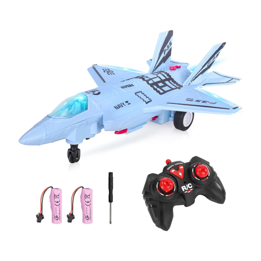 Rainbow Toys  Fighter Jet Toy Remote Control Plane Vehicle with Flashing Lights