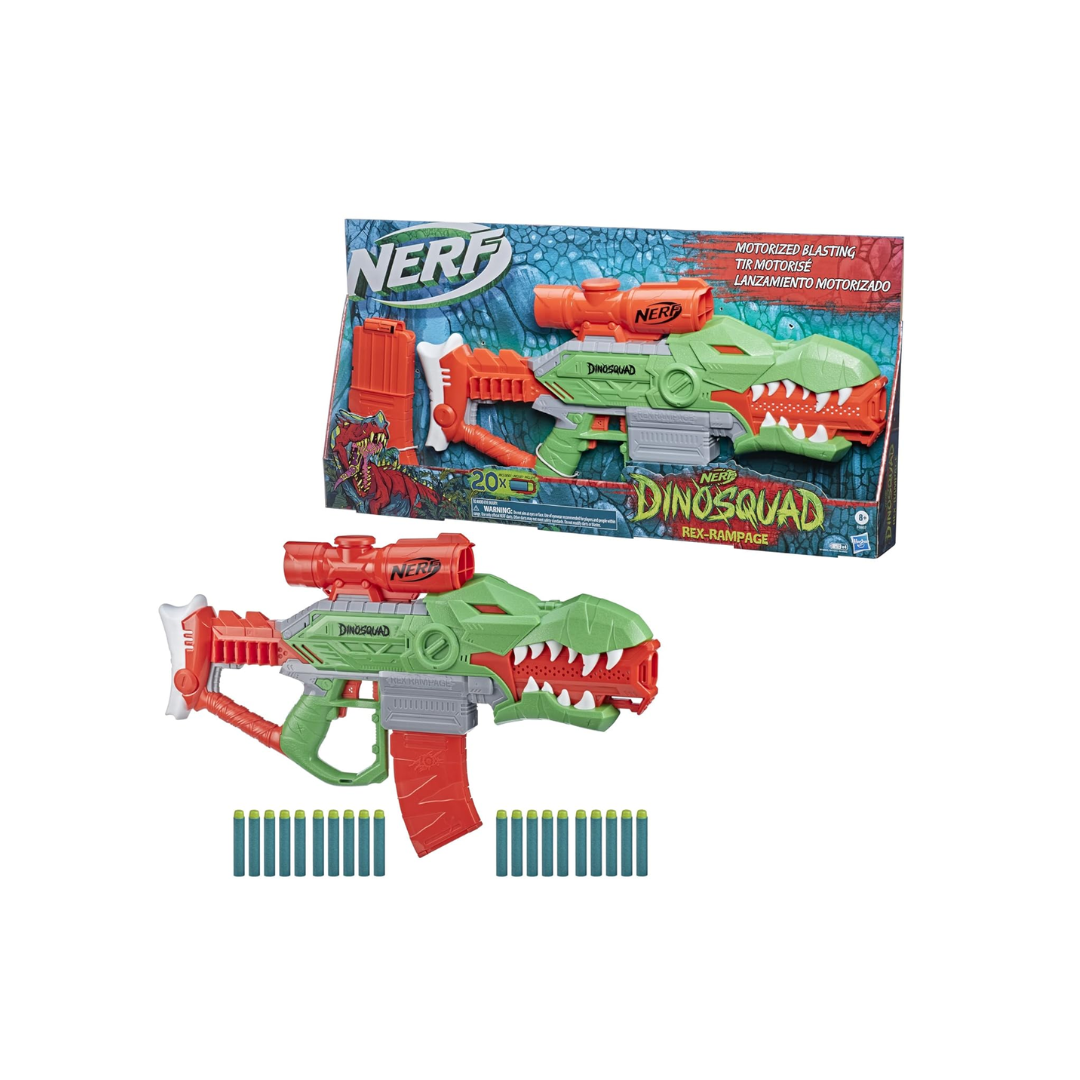 Hasbro Nerf Dino Squad Rex-Rampage Motorized Dart Blaster, 10-Dart Gun