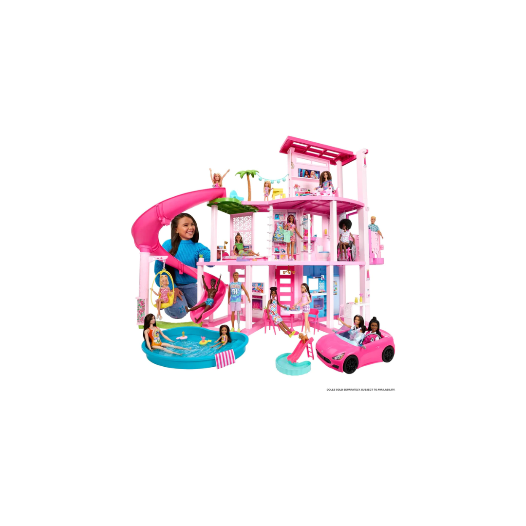 Mattel Barbie Dreamhouse, Pool Party Doll House with 75+ Pieces and 3-Story Slide