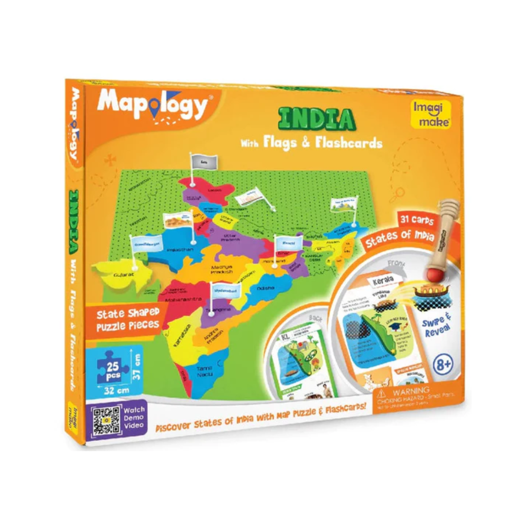 ImagiMake Mapology India Map with Flash Card