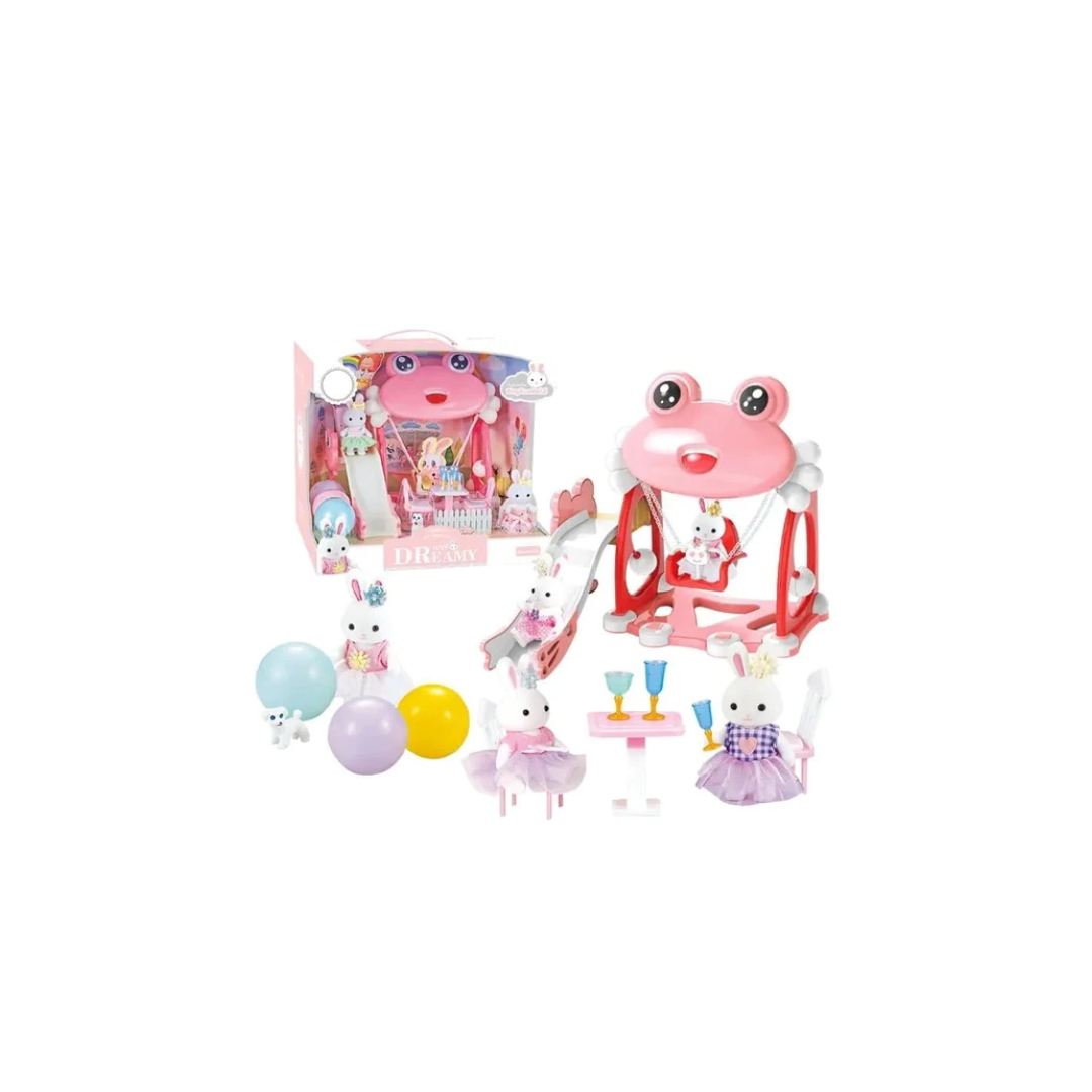 Rainbow Toys Candy Rabbit Frog Playground Rabbit Doll House Set Play House