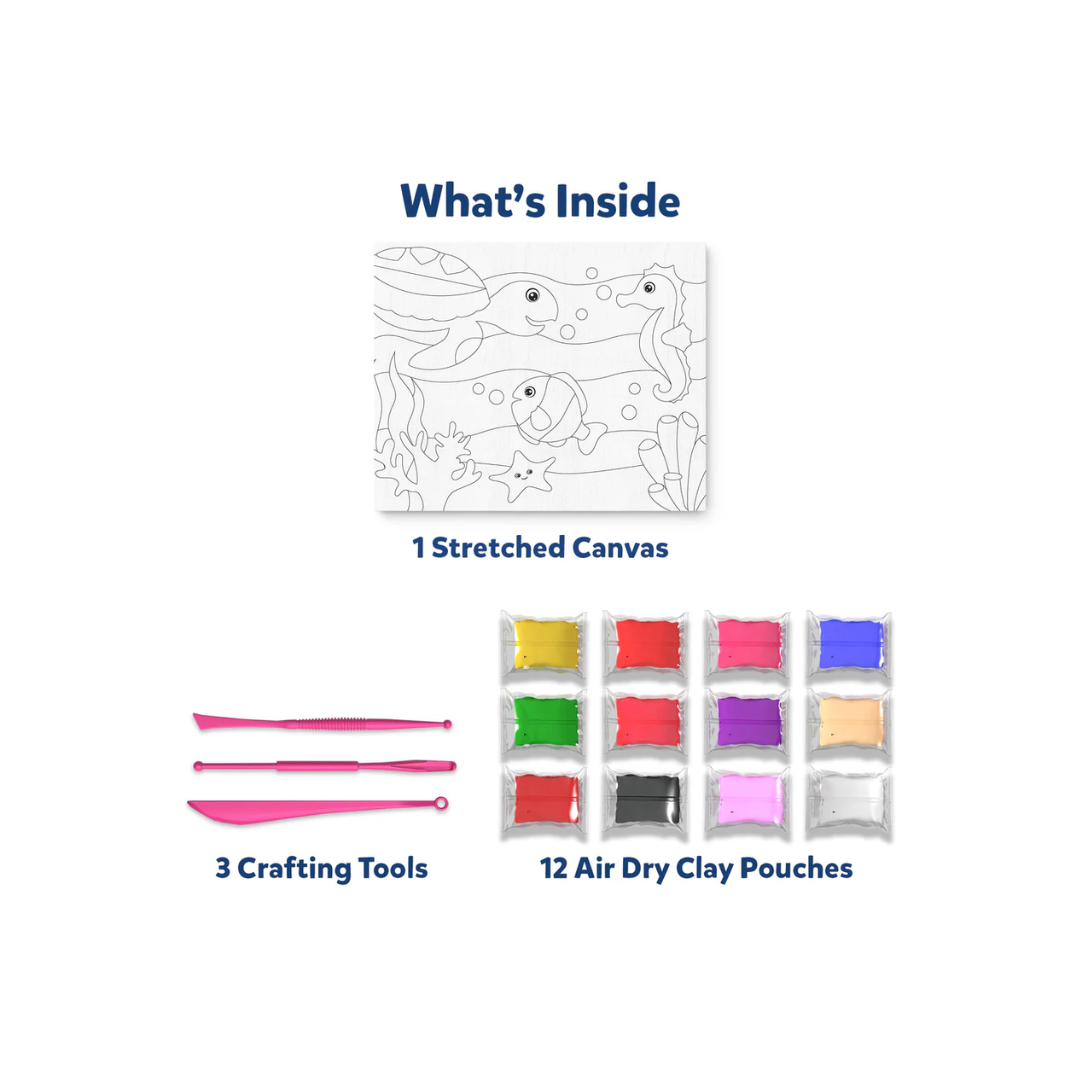 SKILLMATICS ART & CRAFT KIT - COLOUR WITH CLAY, NO MESS ART, CREATE A CLAY CANVAS OF UNDER THE OCEAN, GIFTS FOR AGES 5 TO 12