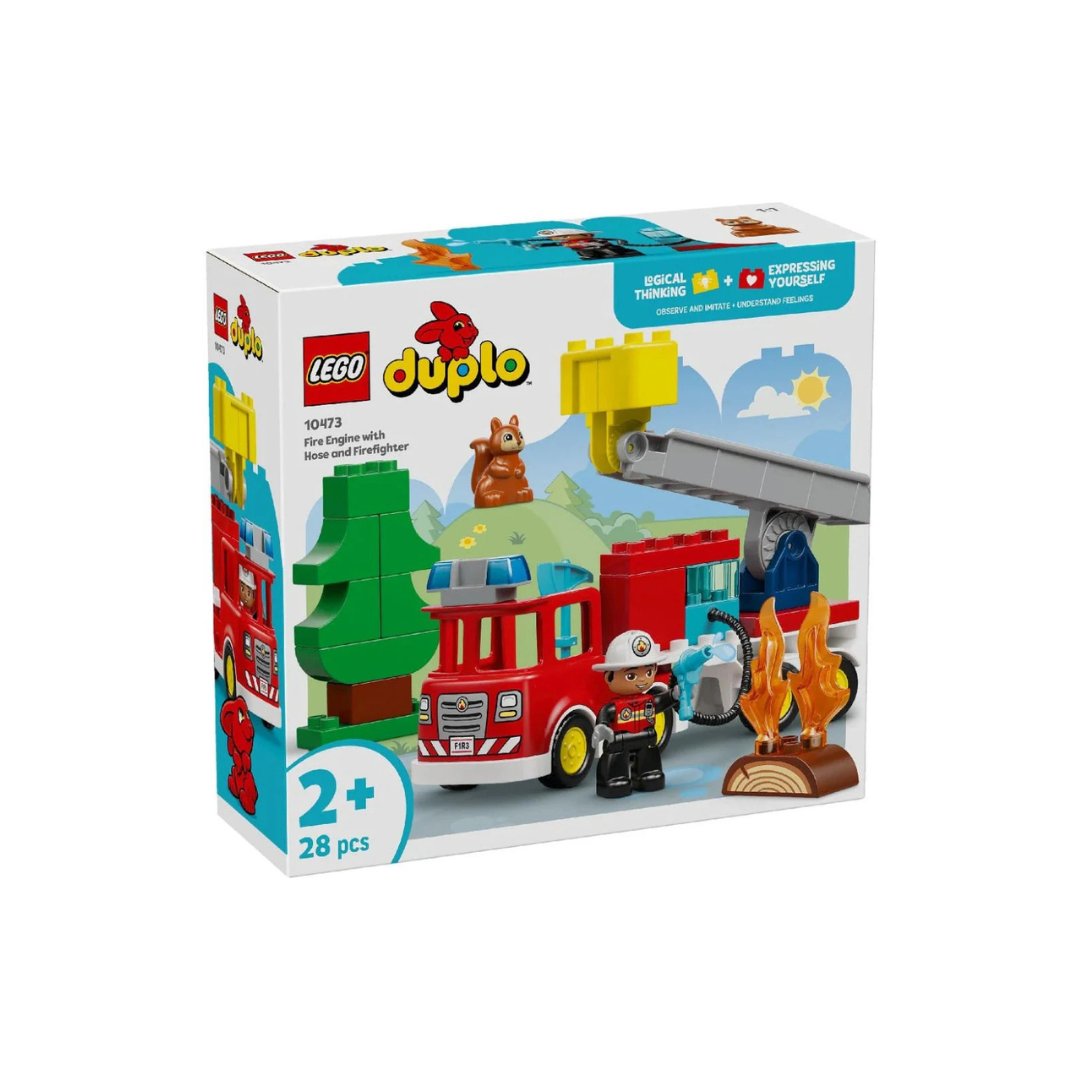 Lego 10473 Duplo Fire Truck With Hose And Firefighter (28 Pieces)