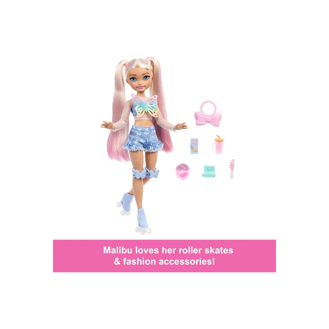 Mattel Barbie Dream Besties Doll and Accessories, Barbie "Malibu” Posable Roller Skating Fashion Doll