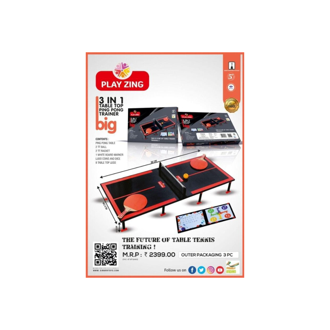 SIMARR - 3 IN 1 TABLE TOP PING PONG TRAINER BIG