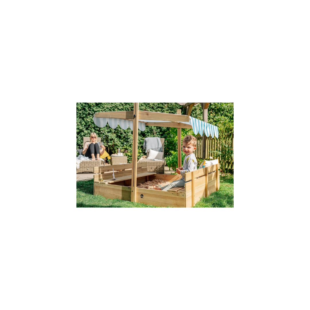 Plum Toys Wooden Sandpit With Canopy - Natural
