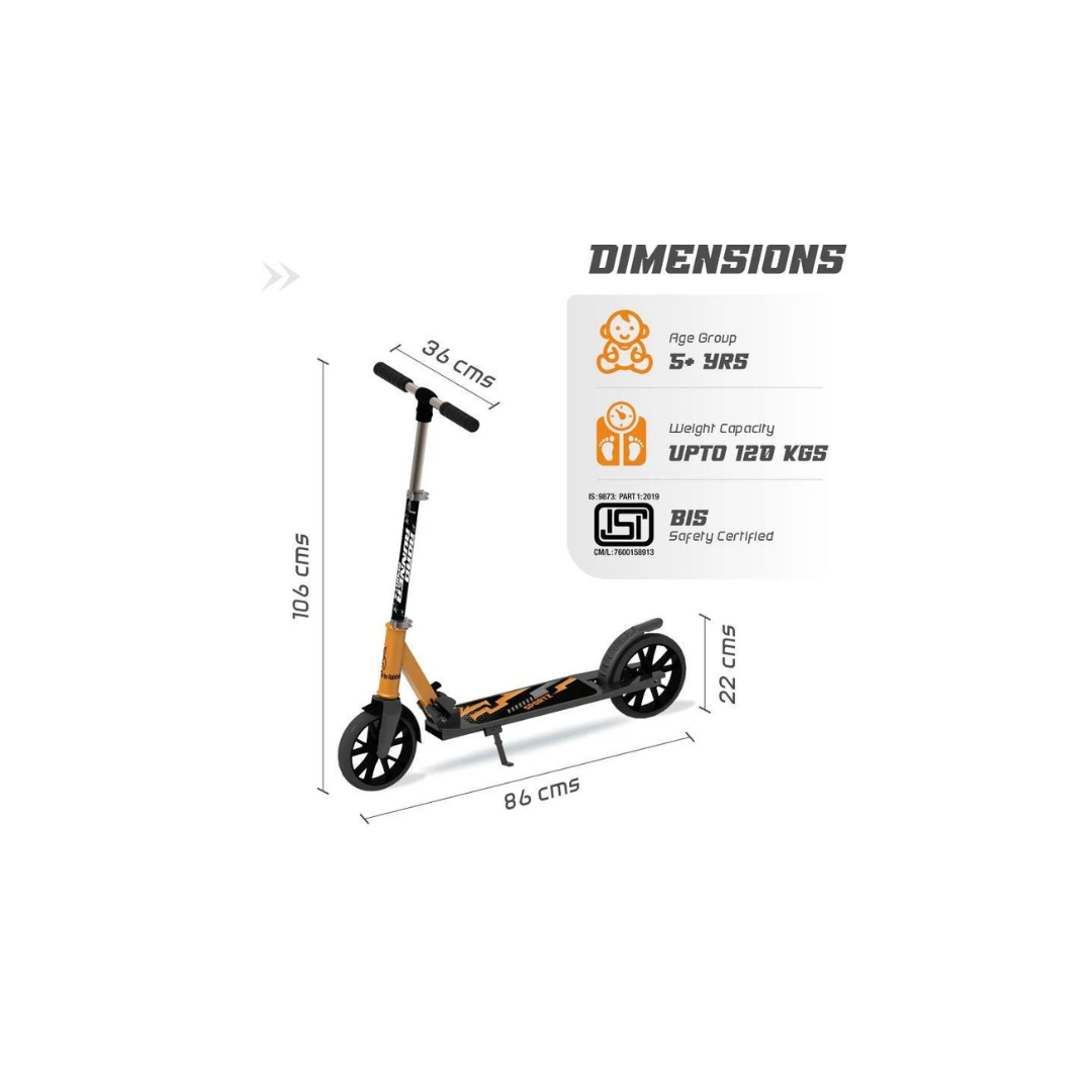 R For Rabbit Road Runner Sportz Scooter - 3 Level Height Adjustment, Easy Fold, Wide Base & Stand Orange