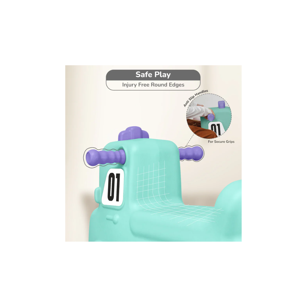 R For Rabbit Rock N Ride 3-in-1 Playtime Buddy, Safe, Fun & Skill-Boosting Green Purple