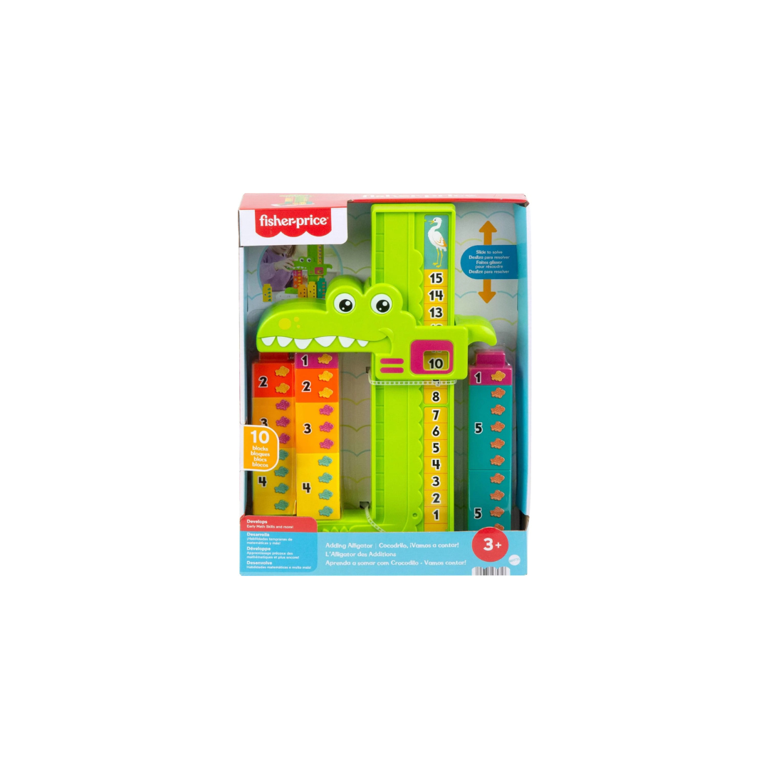 Fisher Price Preschool Learning Toy Adding Alligator Counting Activity with 10 Stacking Blocks