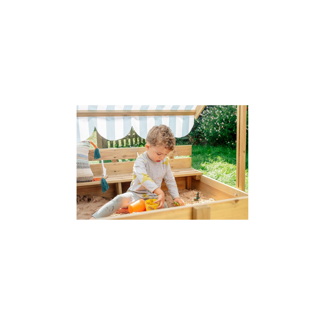Plum Toys Wooden Sandpit With Canopy - Natural