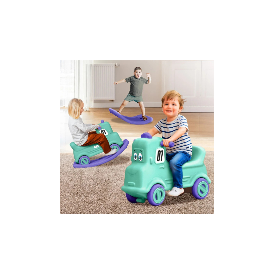 R For Rabbit Rock N Ride 3-in-1 Playtime Buddy, Safe, Fun & Skill-Boosting Green Purple