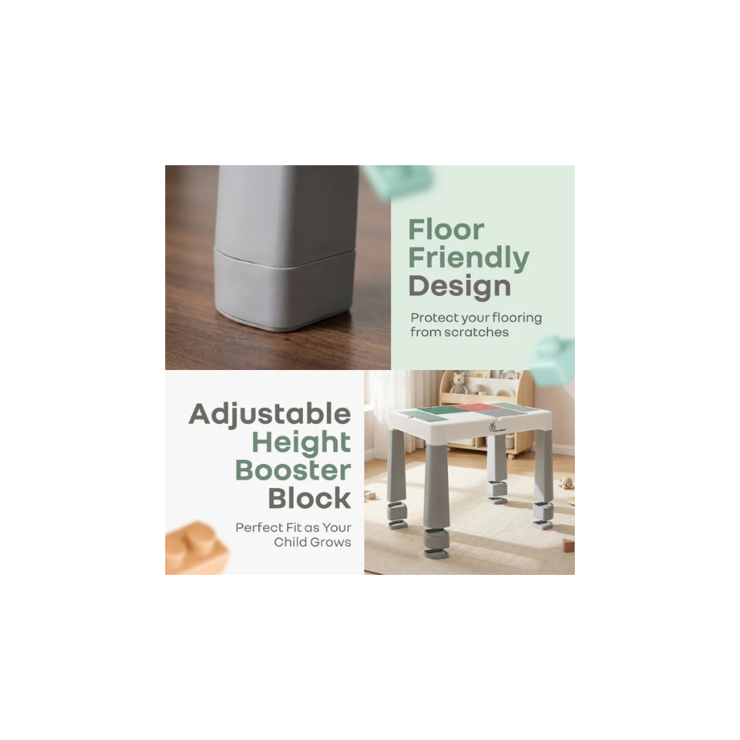 R For Rabbit Little Genius Learner Neo Kids Table & Chair Set with Storage, Height Booster, Lego-Compatible Activity Table