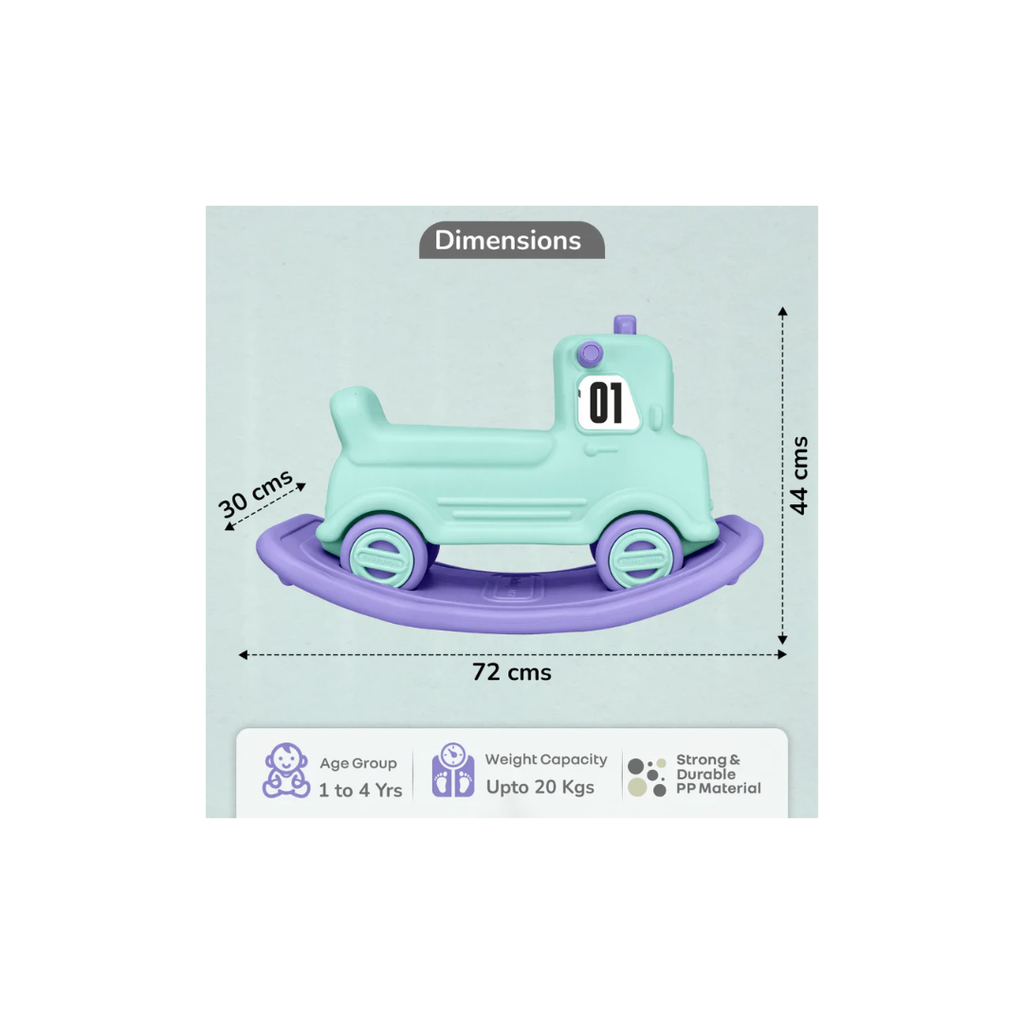 R For Rabbit Rock N Ride 3-in-1 Playtime Buddy, Safe, Fun & Skill-Boosting Green Purple