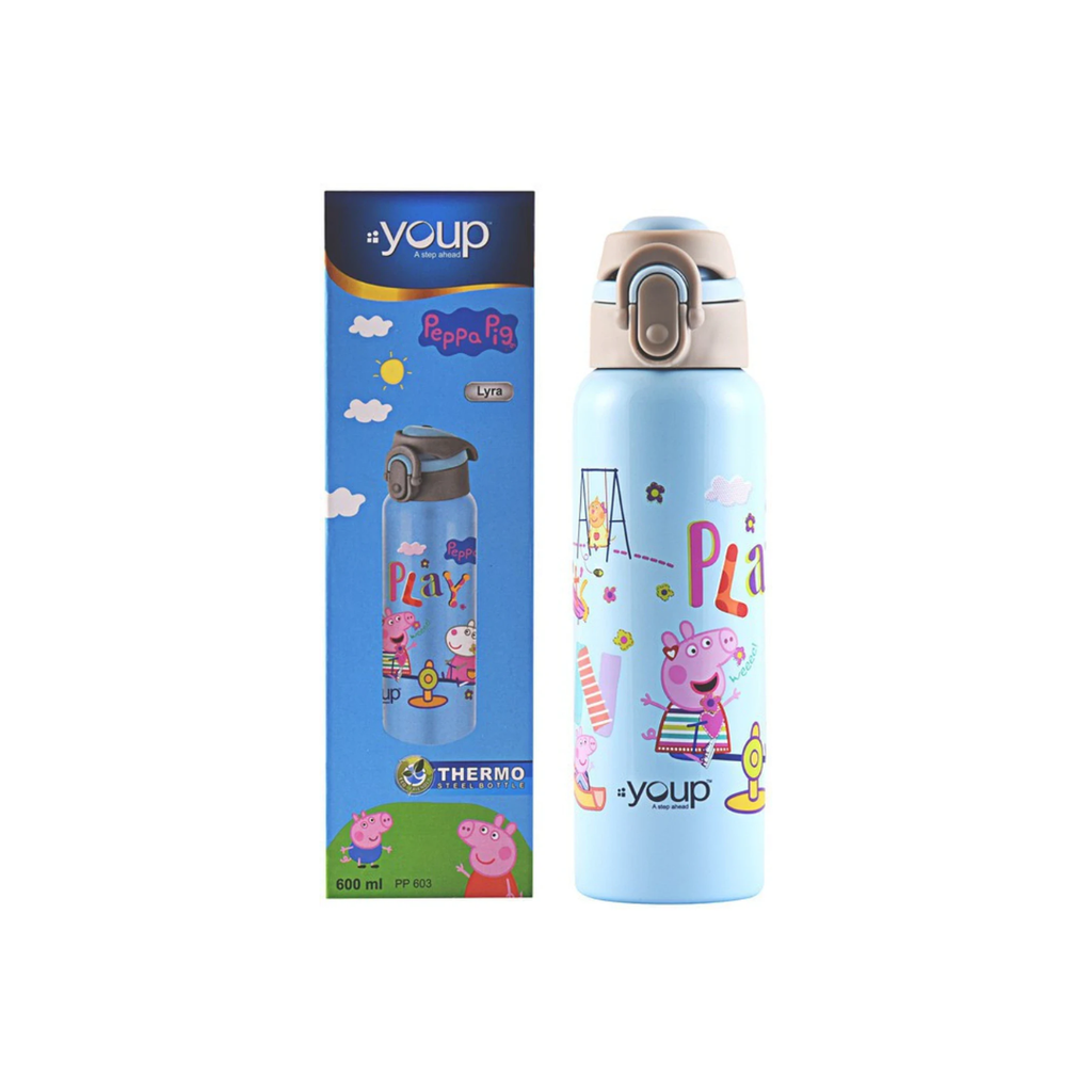 Youp Stainless Steel Peppa Pig Insulated Double Wall Water Bottle – Fun Spill-Proof Thermos Assorted Color