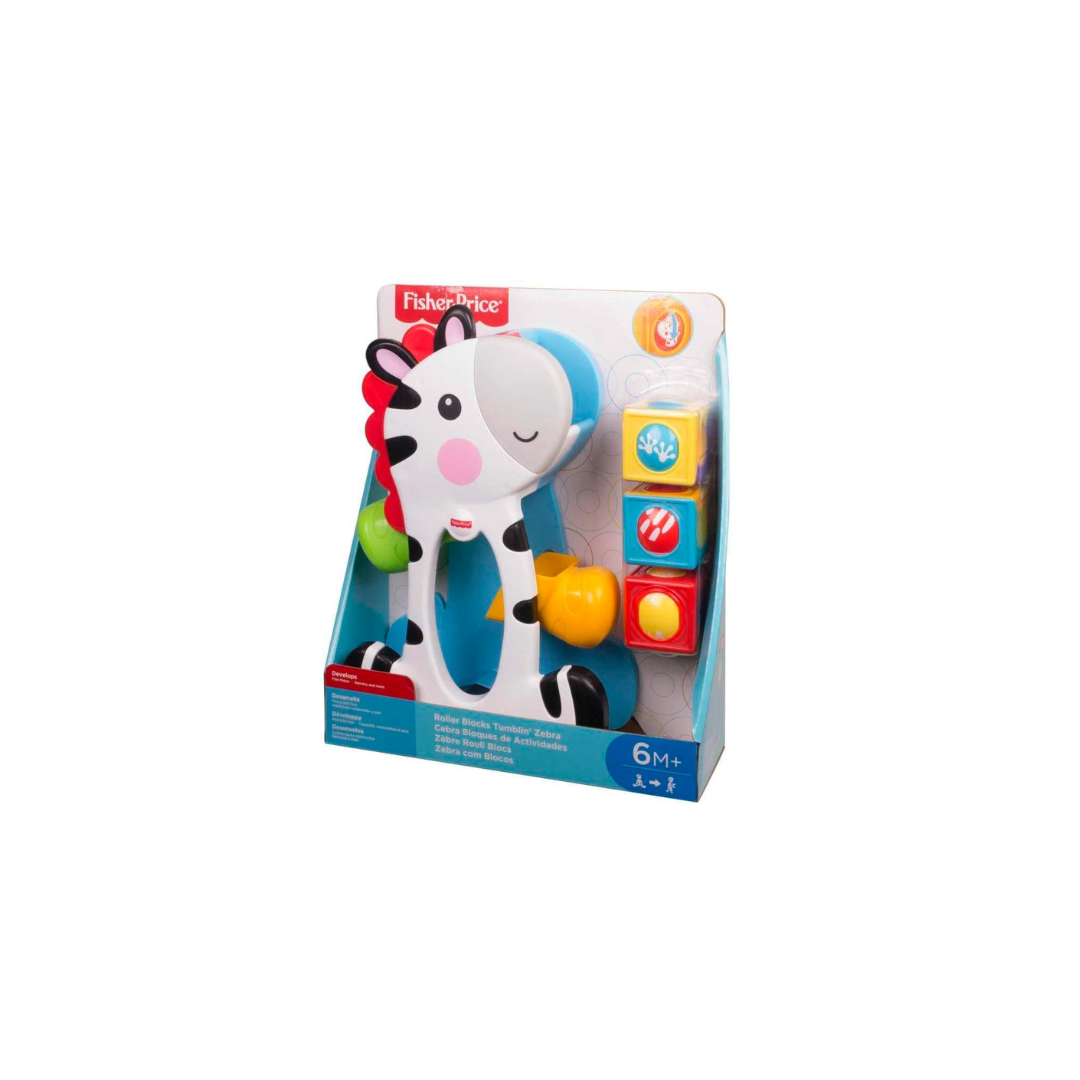 Fisher Price Roller Blocks Tumblin' Zebra with 3 Colorful Roller Blocks