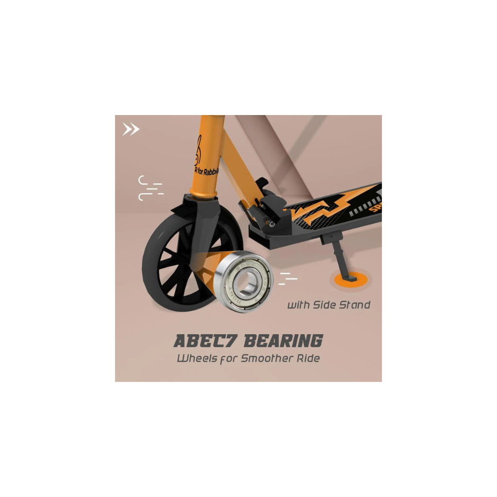R For Rabbit Road Runner Sportz Scooter - 3 Level Height Adjustment, Easy Fold, Wide Base & Stand Orange