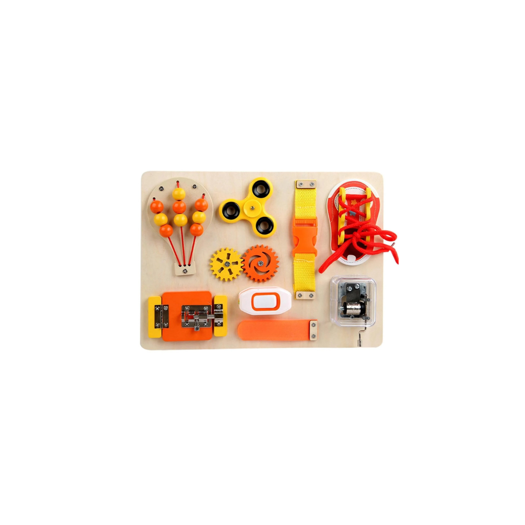 Rainbow Toys Wooden Busy Board Wooden Sensory Toy