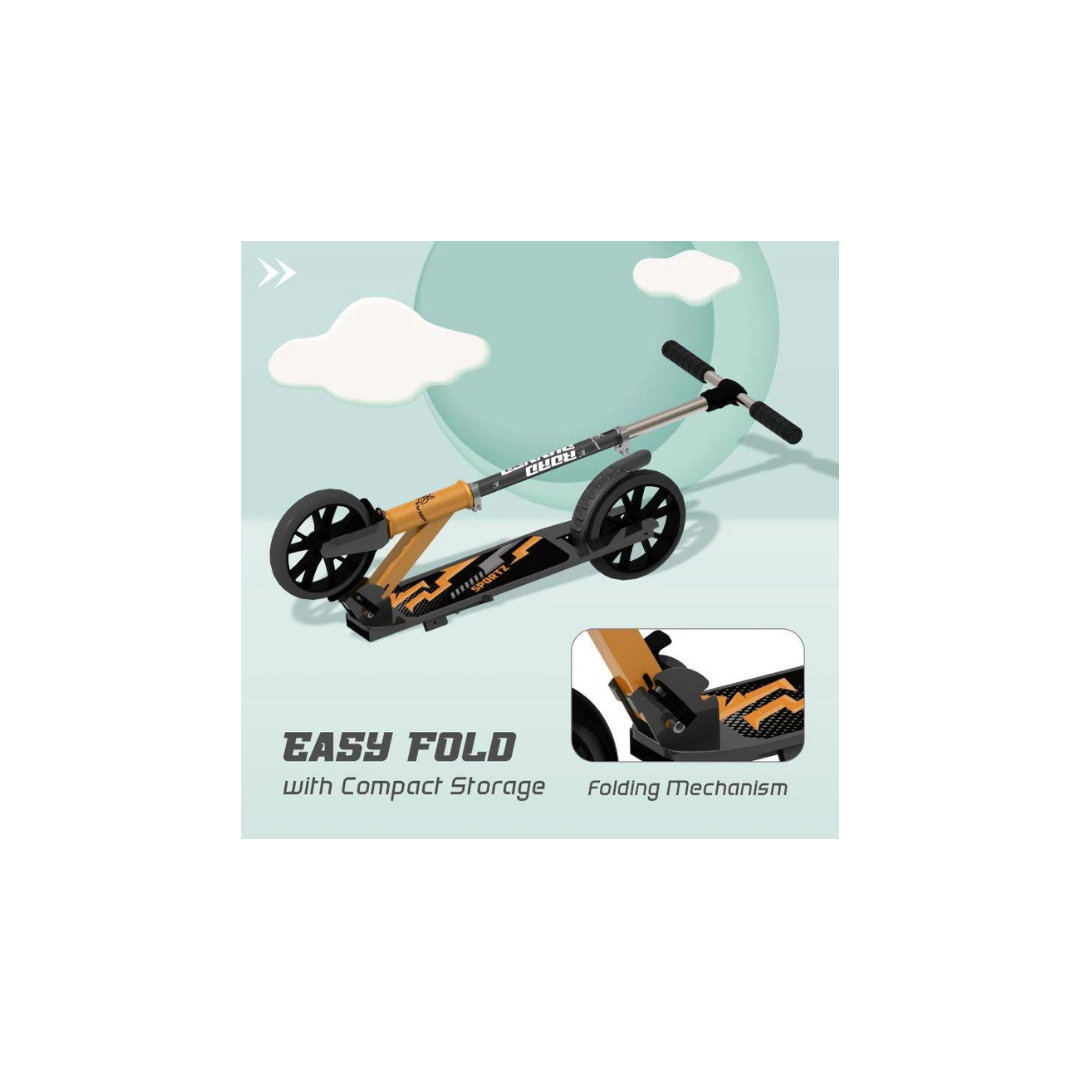 R For Rabbit Road Runner Sportz Scooter - 3 Level Height Adjustment, Easy Fold, Wide Base & Stand Orange