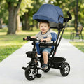R For Rabbit Tiny Toes R40 Ace 360° Rotatable Seat Baby Tricycle with Parent Control Handle, Adjustable Canopy & EVA Wheels Denim Blue