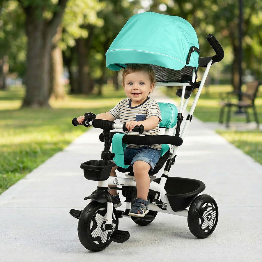 R For Rabbit Tiny Toes R40 Ace Baby Tricycle With 360° Reversible Seat & Canopy Lake Blue