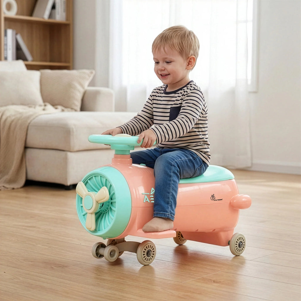 R for Rabbit Iya Iya Aero Ace 2-in-1 Swing Car Ride-On for Kids with Toy Storage, ABEC 7 Bearing & Smooth Wheels – Peach Green