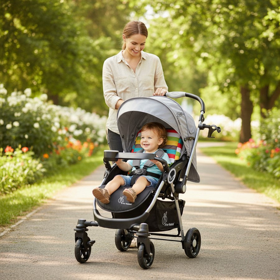 R For Rabbit Chocolate Ride Stroller For Kids Reversible Handle, Multiple Recline Positions Rainbow
