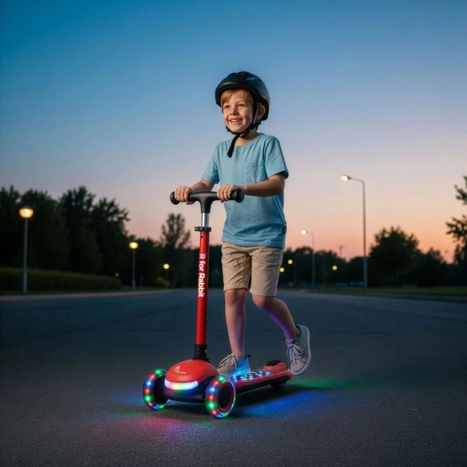 R For Rabbit Road Runner Jazz LED Music Scooter Adjustable Kids Scooter Red Black