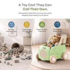 R For Rabbit Kiddie Kart 4 in 1 Kids Toy Storage Cart, Sit & Ride, Push Walker & Pull Along Green Beige